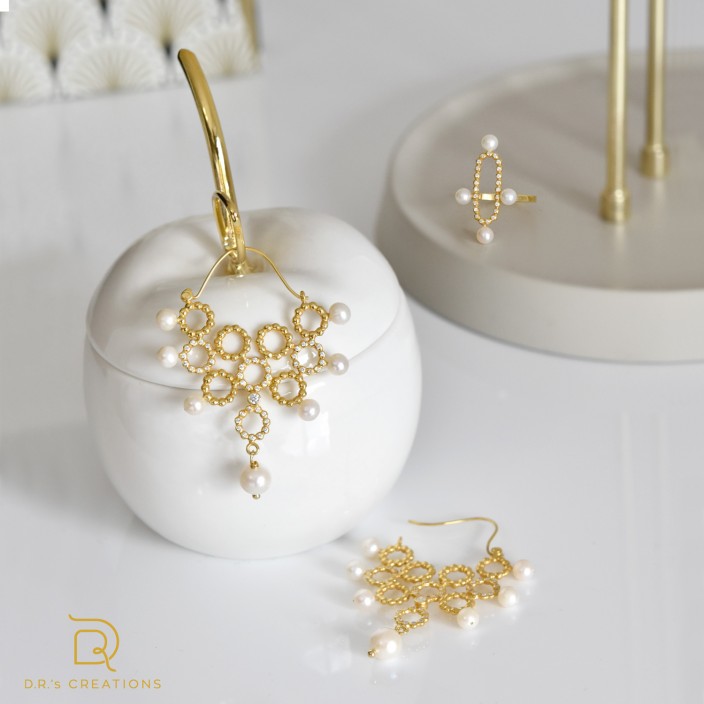 Σκουλαρίκια Chandelier με μαργαριτάρια 