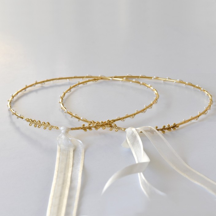 "Lemonanthos in pearls" - επάργυρα στέφανα γάμου